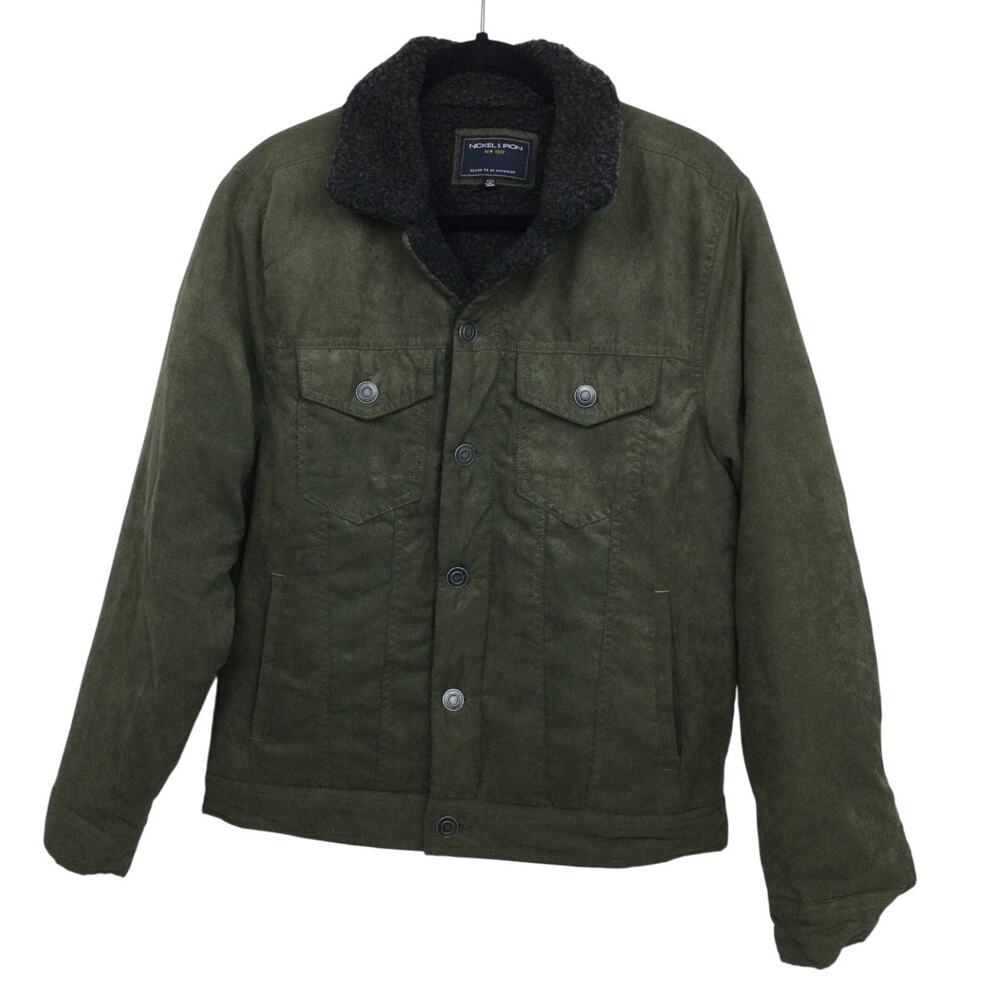 Nickel & Iron Fleece Lined Collared Flap Pockets Preppy Full Zip Jacket Men's M